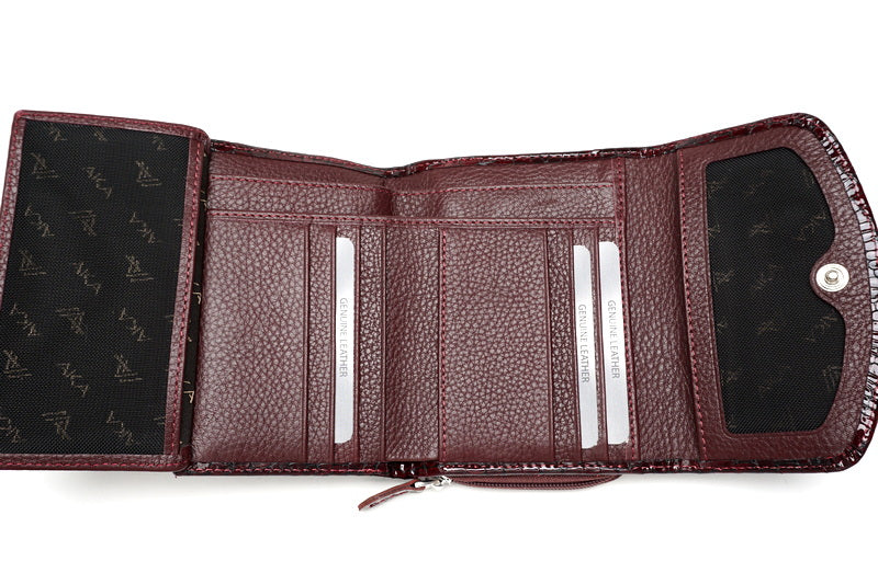 Bordo lakuota Aka odinė piniginė