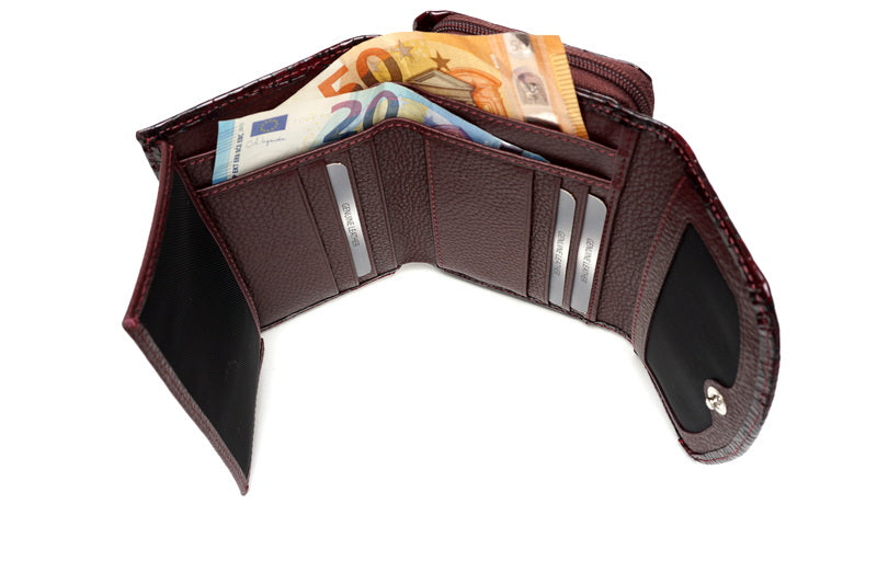 Bordo lakuota Aka odinė piniginė