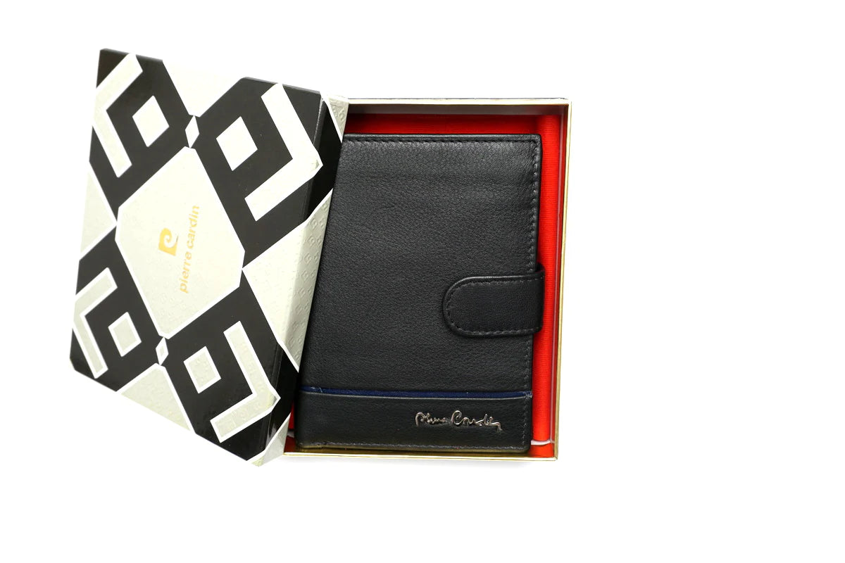 Juoda Pierre Cardin odinė piniginė su RFID apsauga