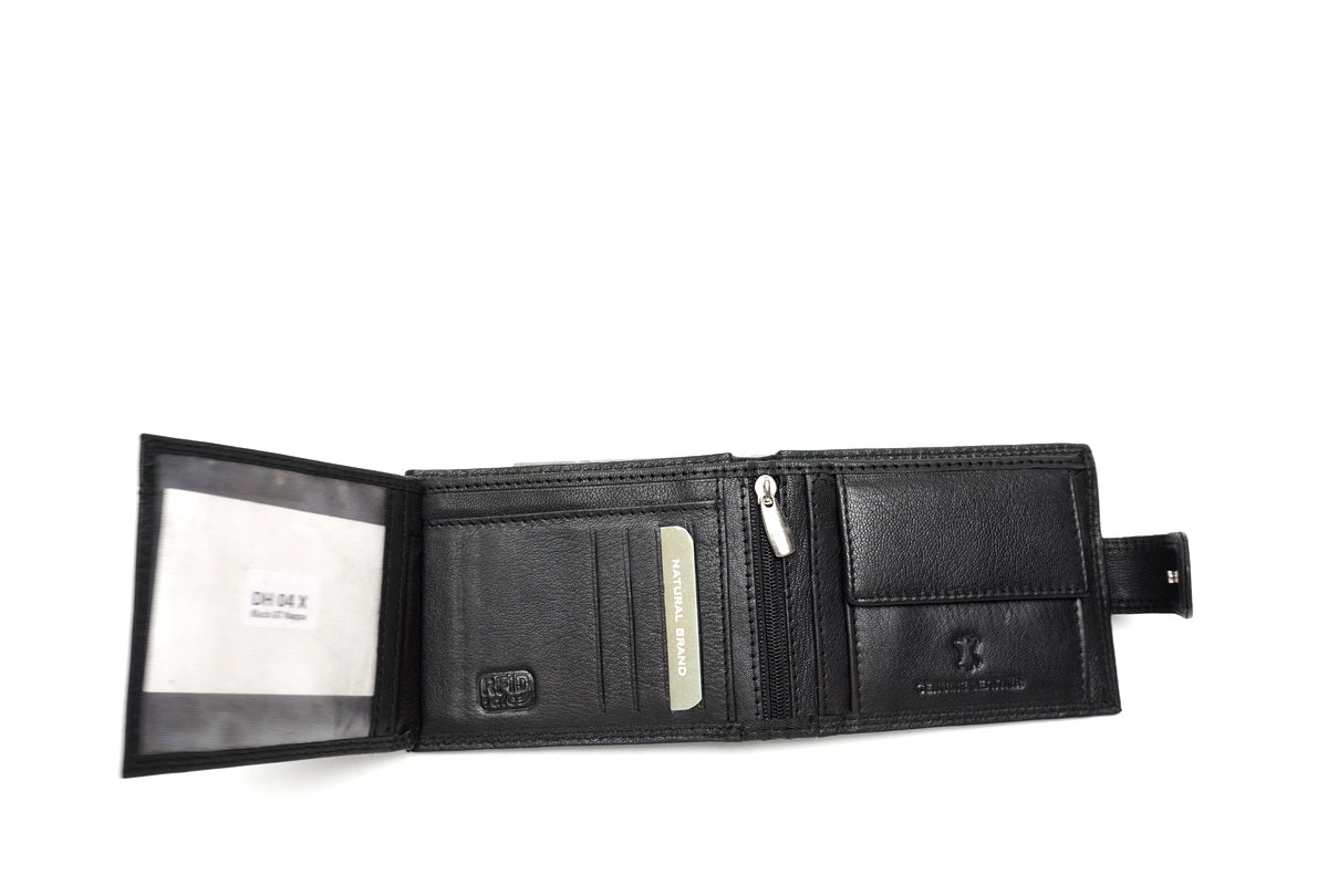 Juoda odinė piniginė su RFID apsauga