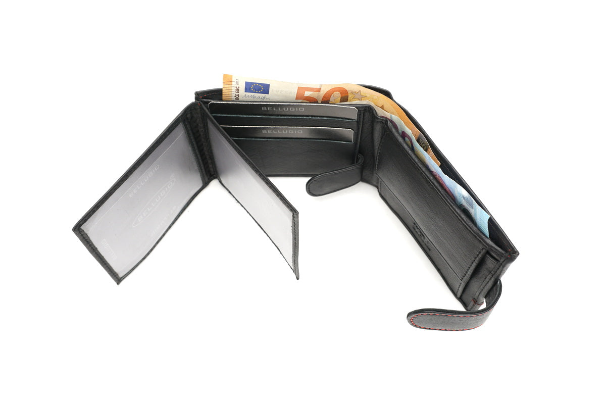 Juoda odinė piniginė su RFID apsauga
