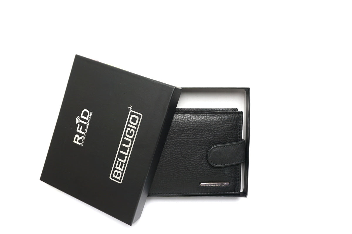 Juoda odinė piniginė su RFID apsauga
