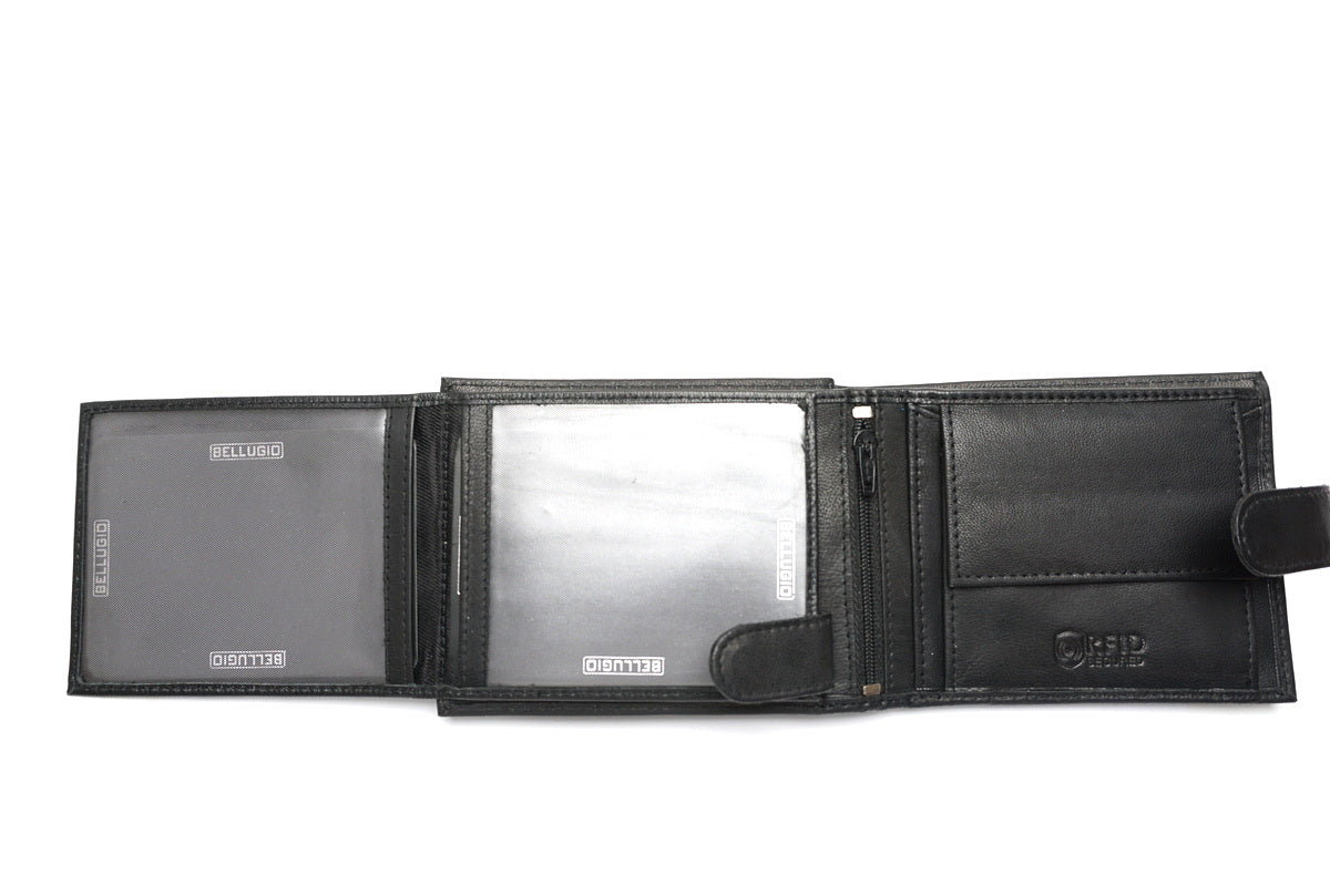 Juoda odinė piniginė su RFID apsauga