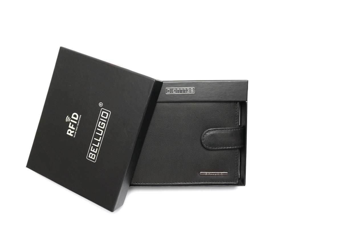Juoda odinė piniginė su RFID apsauga