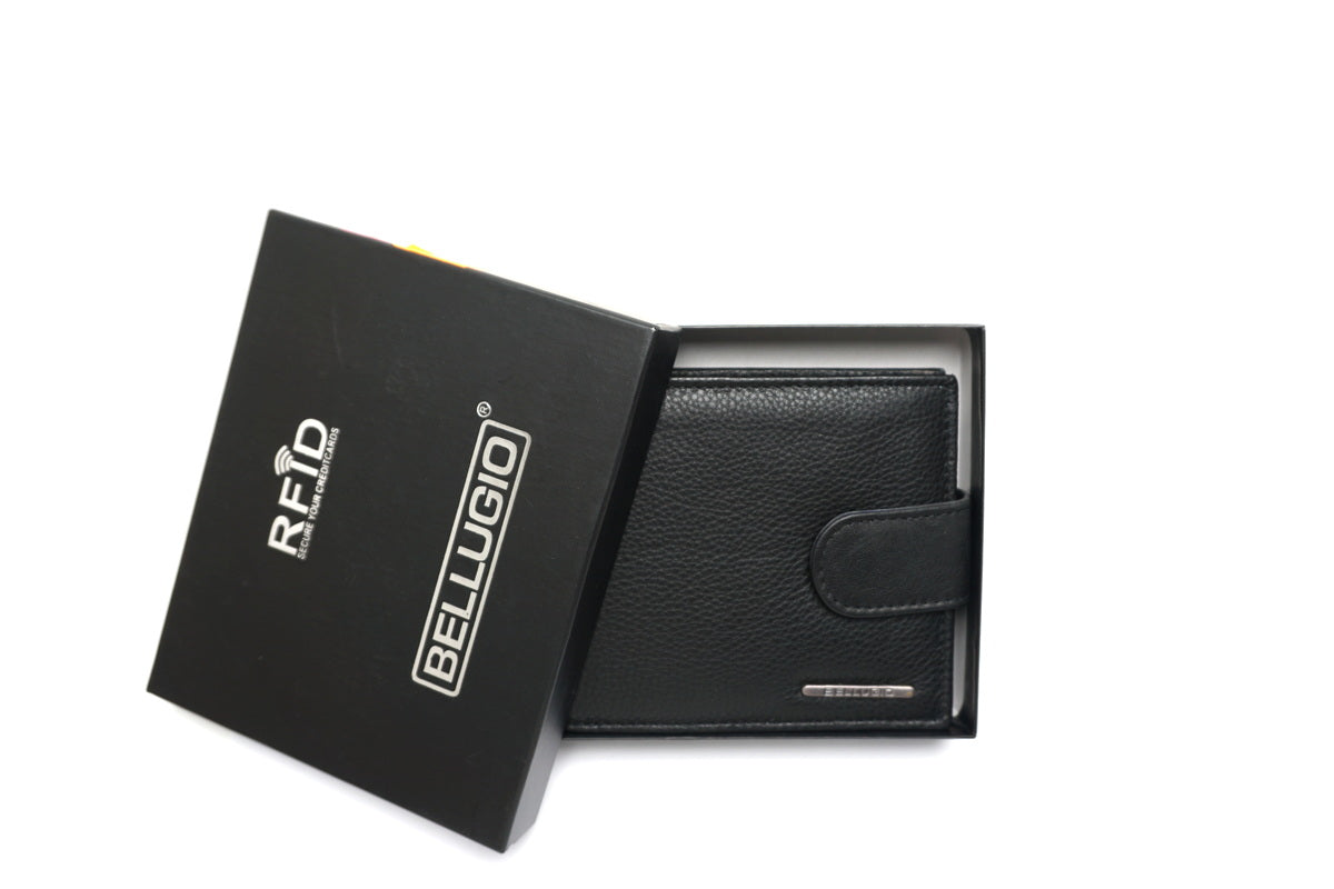 Juoda odinė piniginė su RFID apsauga