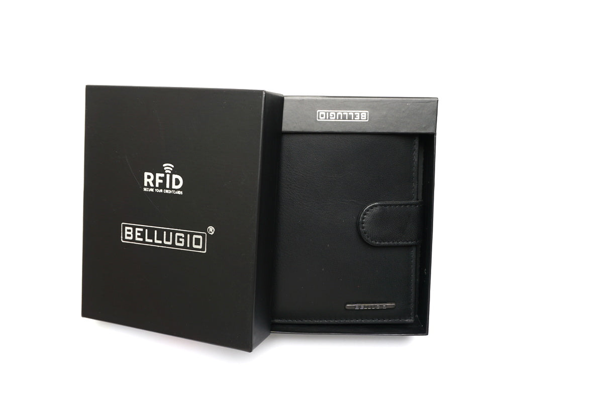 Juoda odinė piniginė su RFID apsauga