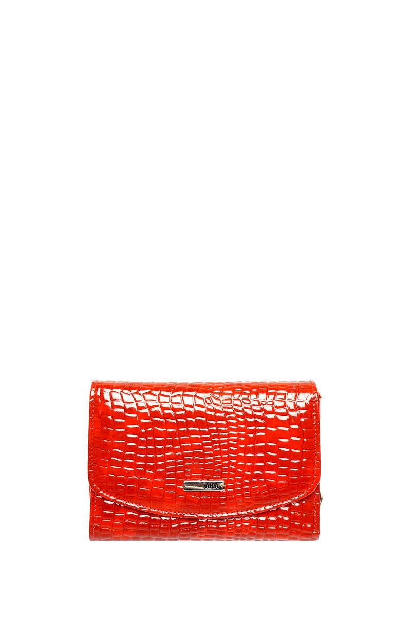 Raudona lakuota Aka odinė piniginė