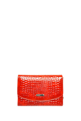 Raudona lakuota Aka odinė piniginė