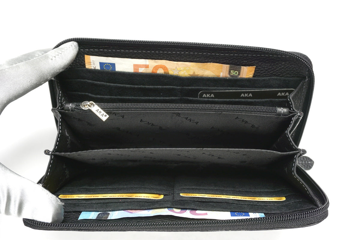 Juoda vyriška/moteriška odinė AKA piniginė