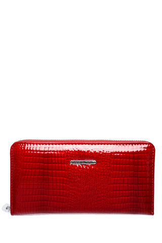 Raudona lakuota odinė piniginė