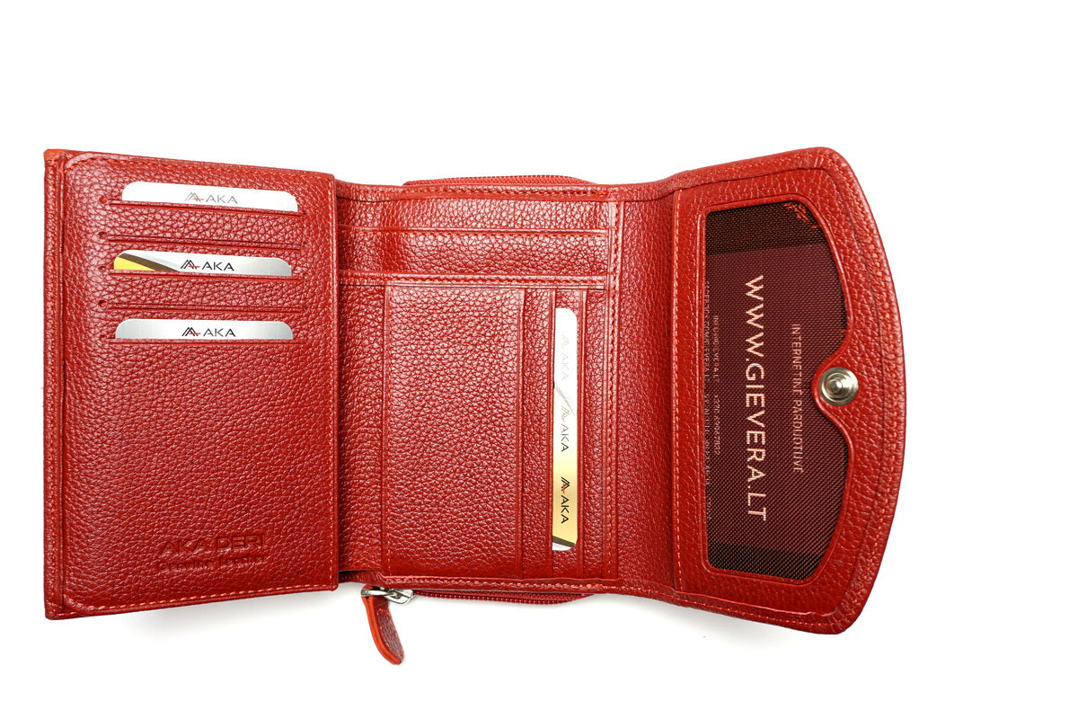 Raudona Aka odinė piniginė