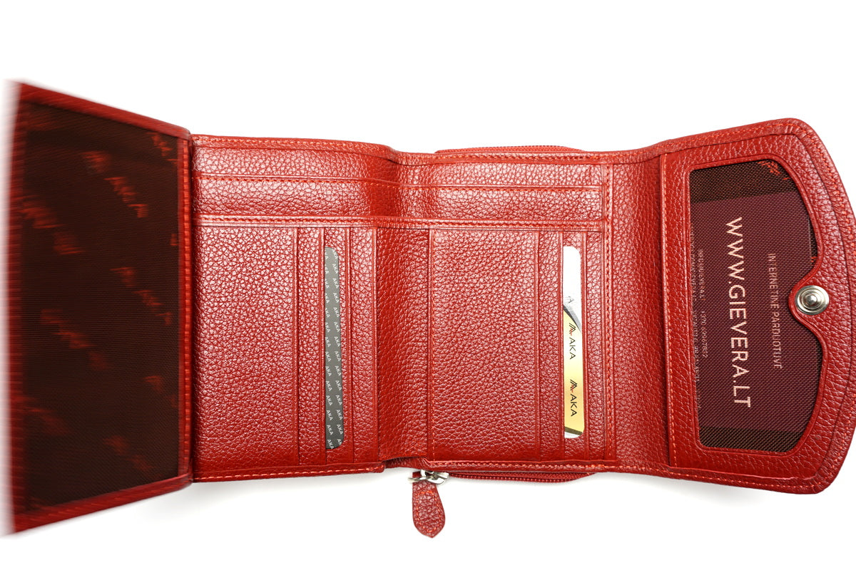 Raudona Aka odinė piniginė