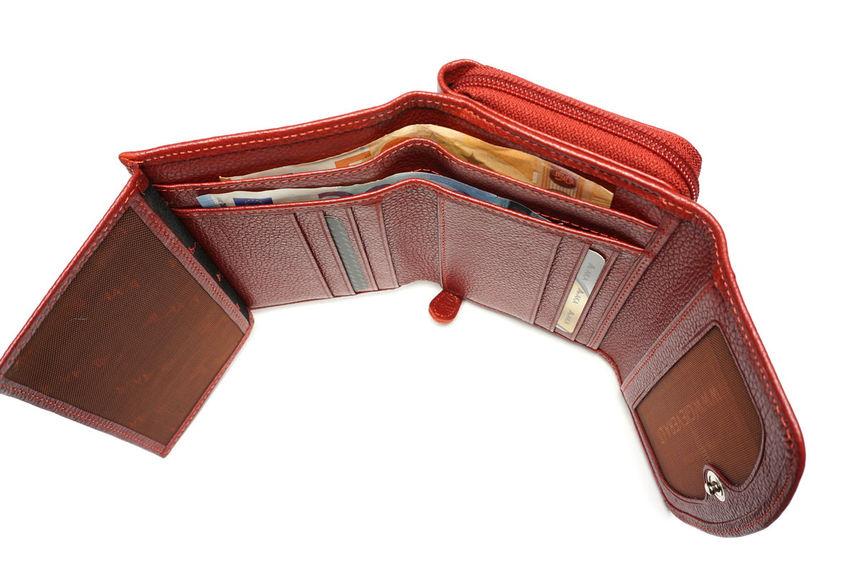 Raudona Aka odinė piniginė