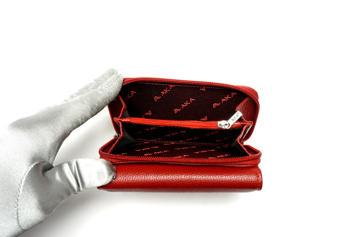 Raudona Aka odinė piniginė