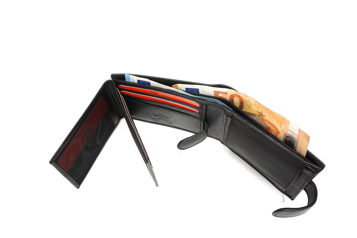 Juoda Pierre Cardin odinė piniginė su RFID apsauga