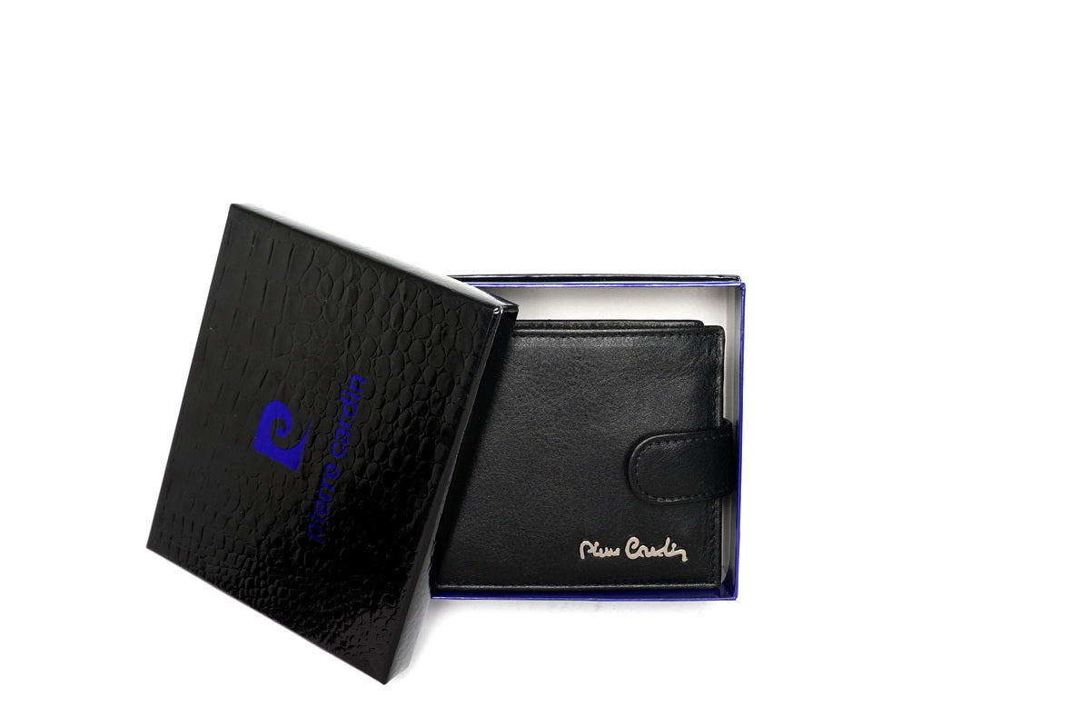 Juoda Pierre Cardin odinė piniginė su RFID apsauga