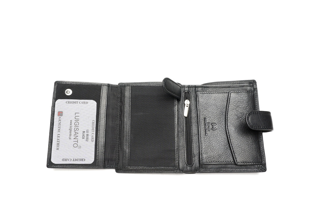 Juoda odinė piniginė su RFID apsauga