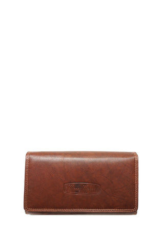 Ruda odinė piniginė su RFID apsauga