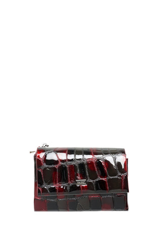 Bordo lakuota odinė piniginė