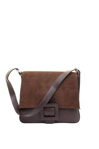 Ruda odinė rankinė per petį