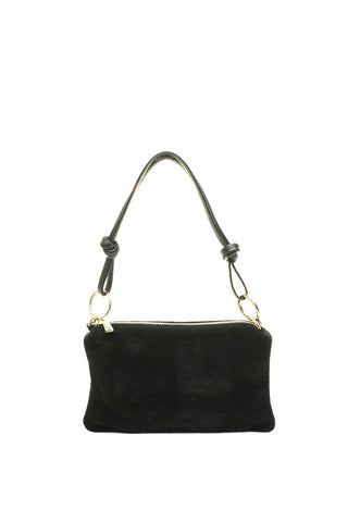 Juoda odinė (zomšas) rankinė per petį