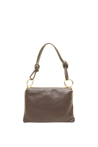 Ruda odinė rankinė per petį