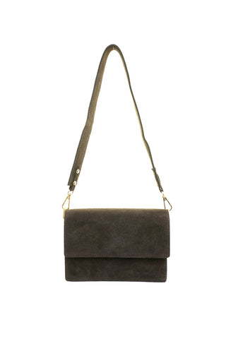 Ruda odinė (zomšas) rankinė per petį