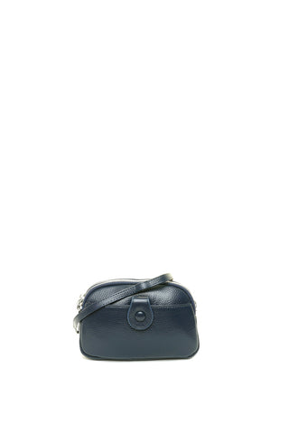Mėlyna odinė rankinė per petį