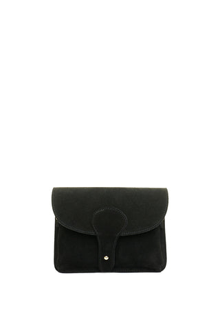 Juoda odinė (zomšas) rankinė per petį