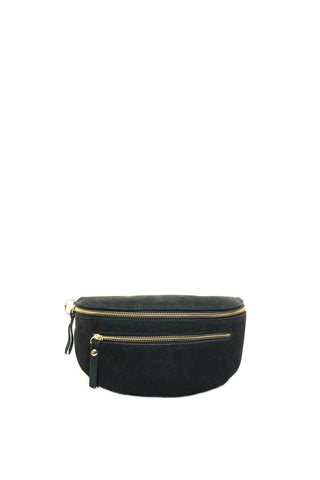 Juoda odinė (zomšas) rankinė per petį