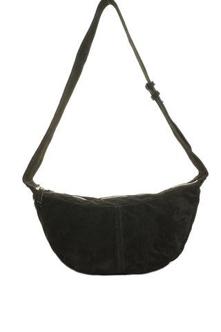 Juoda odinė (zomšas) rankinė per petį