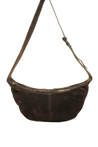 Ruda odinė (zomšas) rankinė per petį