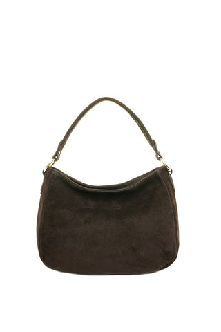 Ruda odinė (zomšas) rankinė per petį