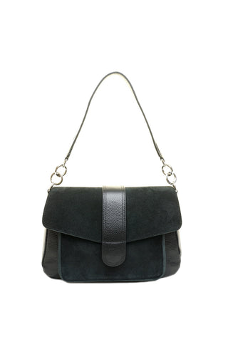 Juoda odinė (zomšas) rankinė per petį