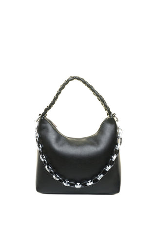 Juoda rankinė per petį