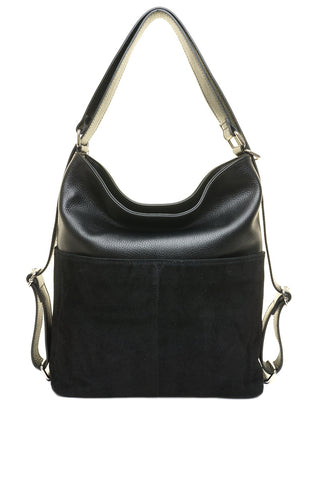 Juoda odinė (zomšas) rankinė/kuprinė