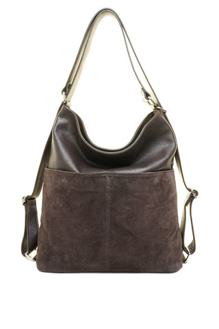 Ruda odinė (zomšas) rankinė/kuprinė