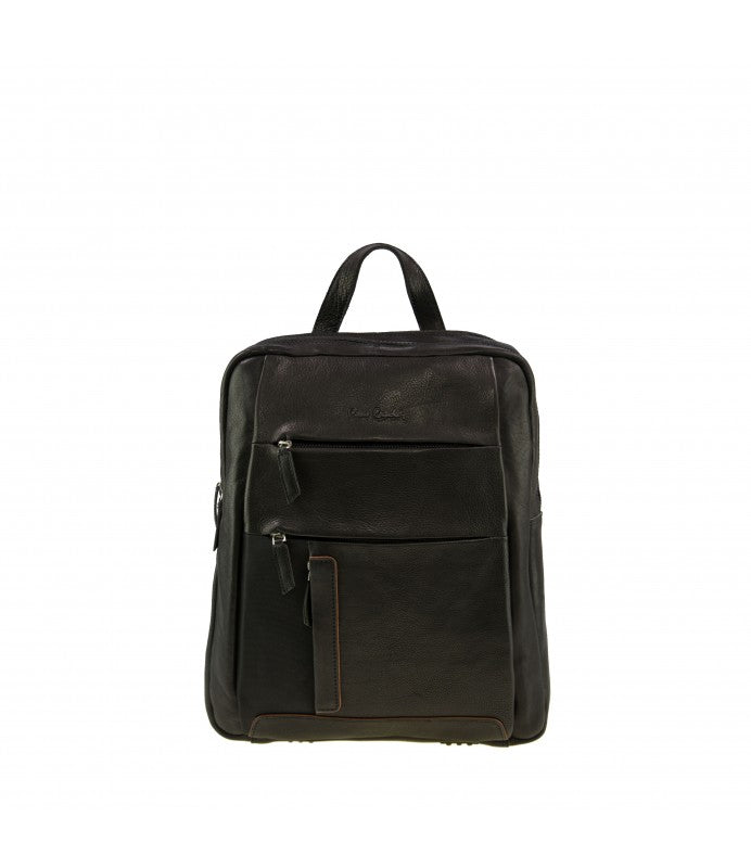 Juoda unisex Pierre Cardin odinė kuprinė