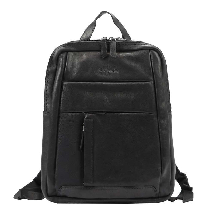 Juoda unisex Pierre Cardin odinė kuprinė