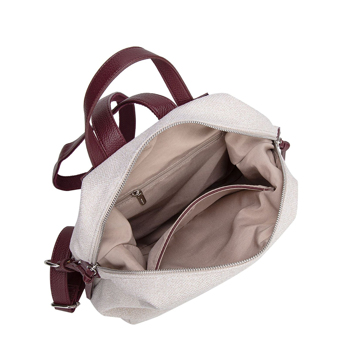 Smėlinė moteriška kuprinė Diana&Co su bordo detalėmis