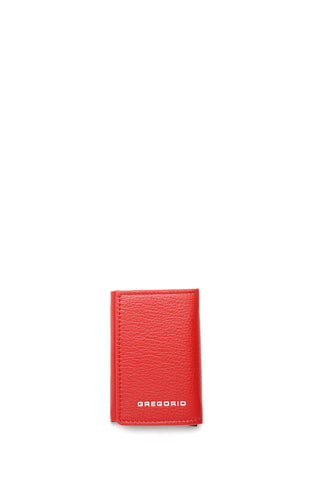 Raudona unisex odinė kortelinė aliuminio korpusu