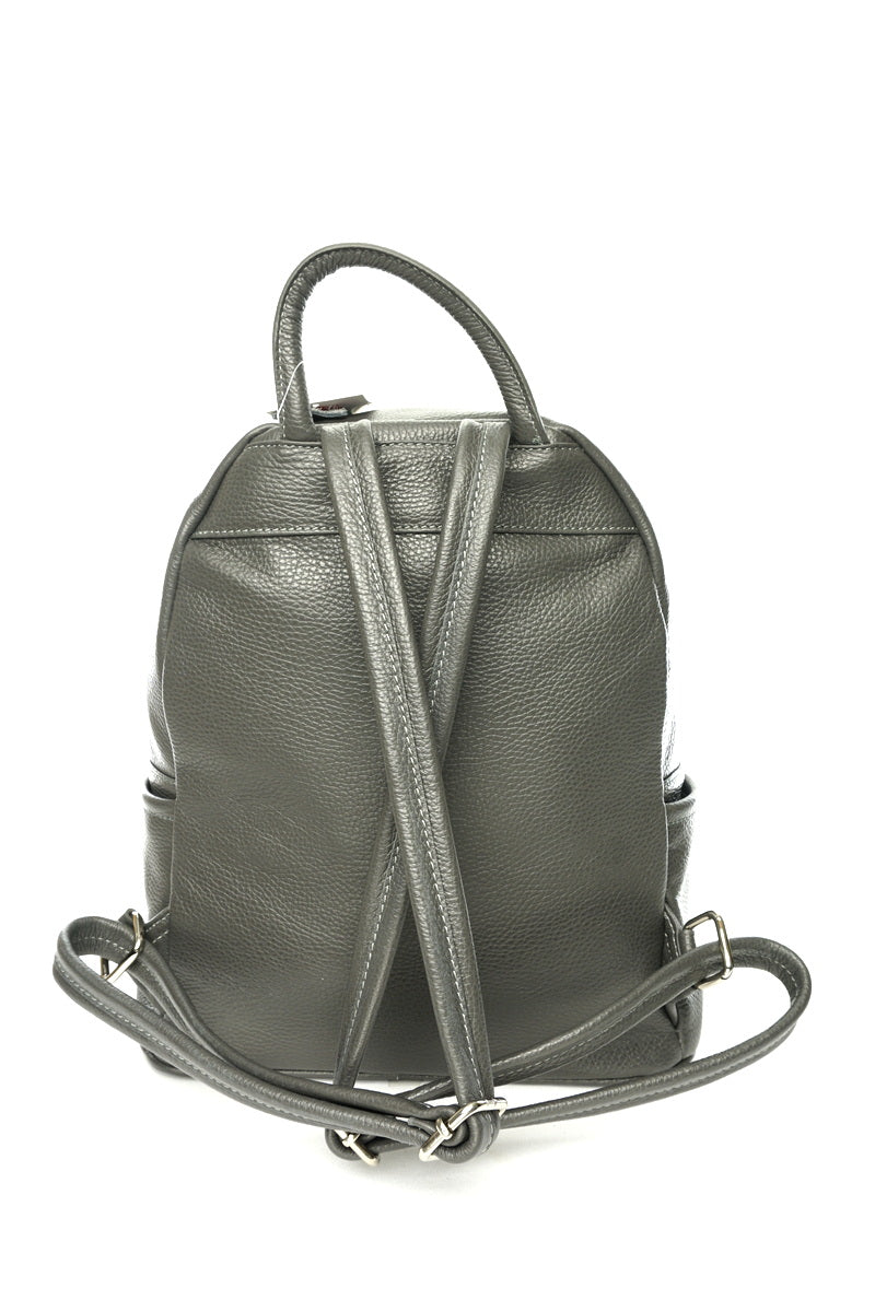 Pilka (unisex) odinė kuprinė-GIEVERA