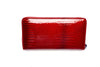 Raudona lakuota odinė piniginė su RFID apsauga