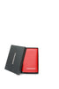 Raudona unisex odinė kortelinė aliuminio korpusu