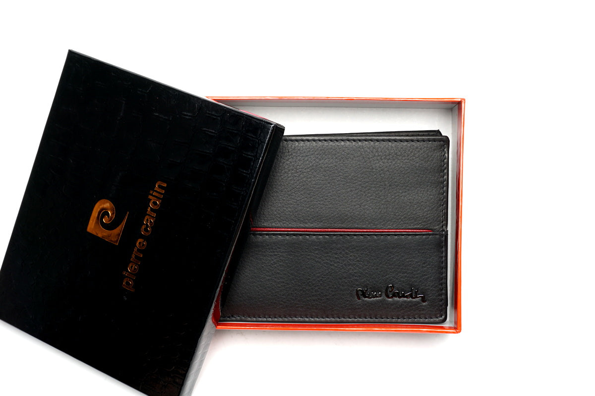 Juoda Pierre Cardin odinė piniginė su RFID apsauga-GIEVERA